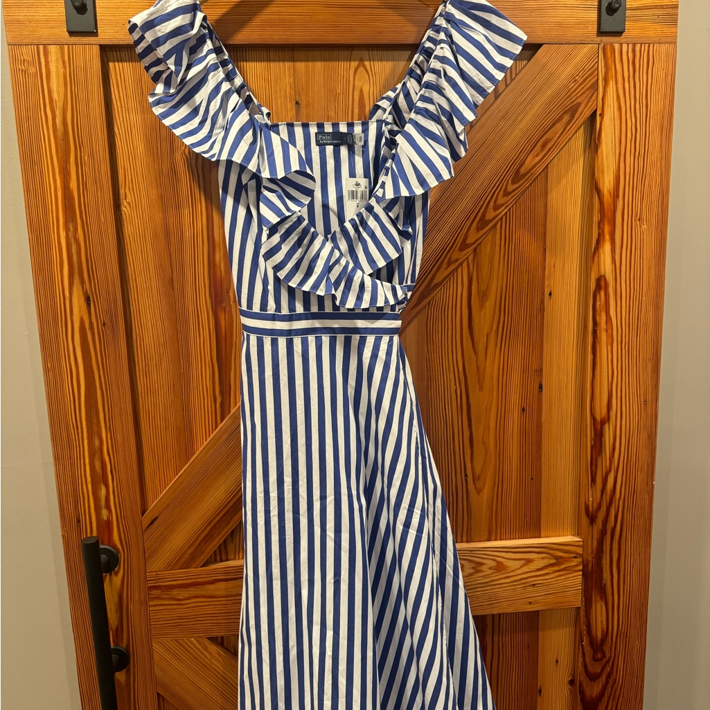 Polo By Ralph Lauren Blue And White Striped Dress